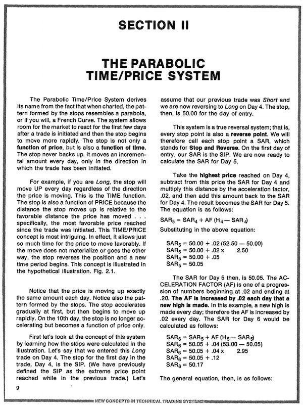 THE PARABOLIC TIME/PRICE SYSTEM